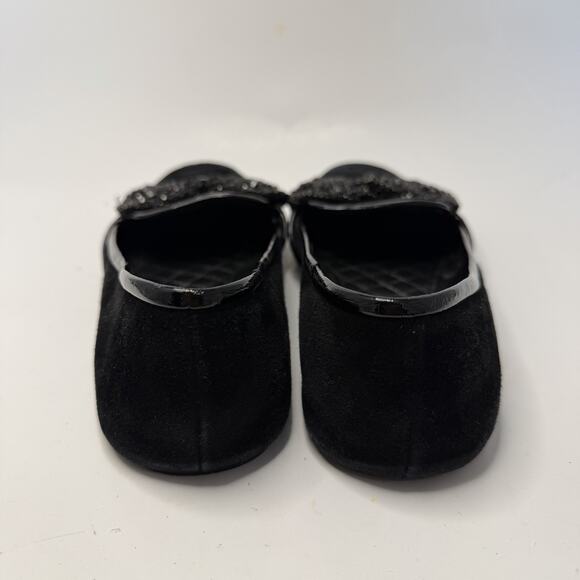 Tory Burch Carissa Embellished Bow Suede Leather Black Ballet Flat Size 7.5 M - Picture 9 of 14